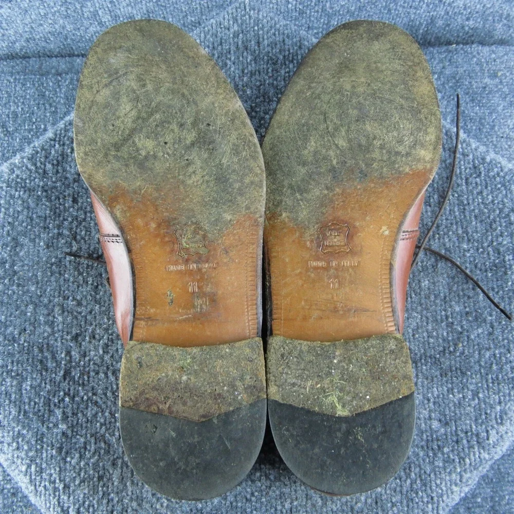Vito Rufolo Mens Shoes‎ Size 11 Made In Italy Brown Leather Split Oxford Sharp